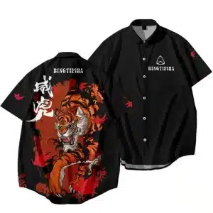 Tiger and Maple Leaves Samurai Hawaiian Shirt
