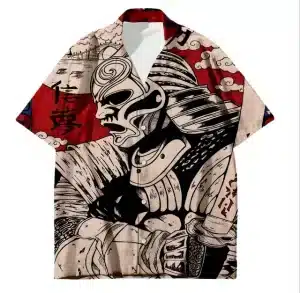 Ancient Warrior Red & Black Samurai Hawaiian Shirt