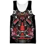 Crimson Demon Samurai Warrior Black Tank Top
