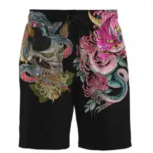 Dual Oni Demon Mask Samurai Men's Shorts