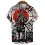 Red Sun Warrior’s Dawn Samurai Hawaiian Shirt