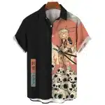 Samurai Cat Standing on Skulls Hawaiian Shirt