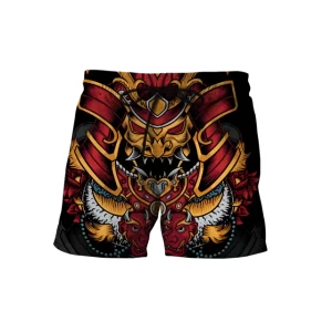 Samurai Mask Warrior Black & Red Swim Shorts