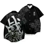 Samurai and Dragon Streetwear Black Hawaiian Shirt