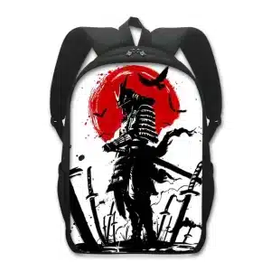 Bold Red Sun Lone Samurai Warrior Backpack