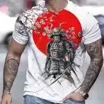 Cherry Blossom Red Sun Samurai Graphic T-shirt