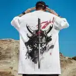 Demon Oni Mask Samurai Sword T-shirt