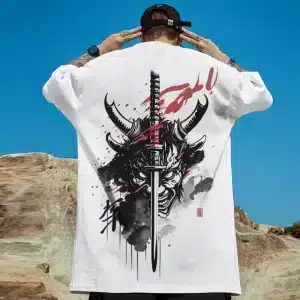 Demon Oni Mask Samurai Sword T-shirt