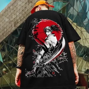 Fierce Samurai Warrior Red Sun Streetwear T-shirt