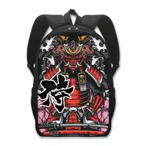 Japanese Art Red Oni Samurai Backpack