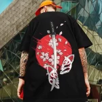 Katana and Kitsune Masks Cherry Blossom T-shirt