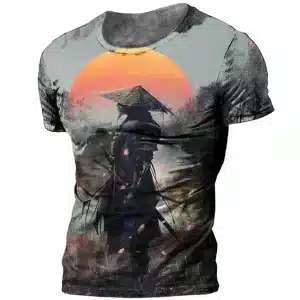 Pastel Horizon Sunset Samurai Wanderer T-shirt