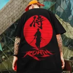 Red Ronin Samurai Black Streetwear T-shirt