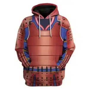Red Traditional Samurai Armor Streetwear Hoodie