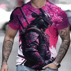 Sakura Samurai Knight Pink and Black T-shirt