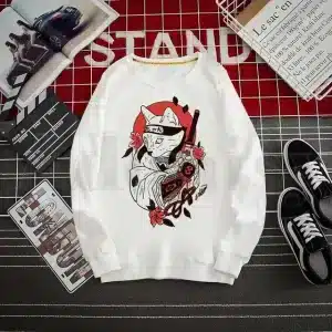 Samurai Cat Streetwear Crewneck Sweatshirt