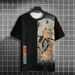 Samurai Cat Under the Night Sky T-shirt