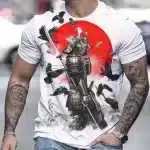 Samurai Crows and Red Sun Battle White T-shirt