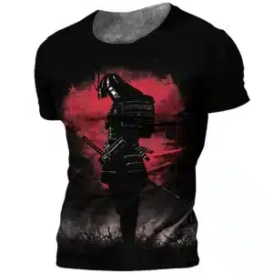 Samurai Shadow Red Burst Black T-shirt