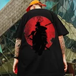 Shadow Warrior Silhouette Red Moon Art T-shirt