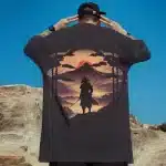 Sunset Samurai Mountain Silhouette T-shirt