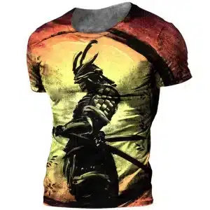 Sunset Samurai Silhouette Yellow and Orange Tee