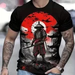 Sunset Warrior Samurai Black and Red T-shirt