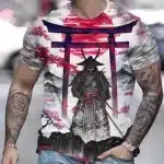 Torii Gate Red Sun Samurai Graphic T-shirt