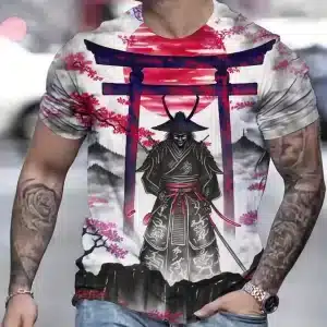 Torii Gate Red Sun Samurai Graphic T-shirt