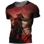 Warrior Shadow Red and Black Samurai Battle T-shirt