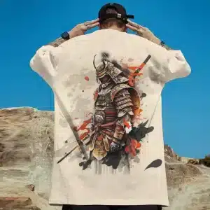 Watercolor Warrior Samurai Armor Beige T-shirt