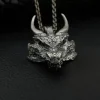 Antique Silver Finish Dragon Head Pendant Necklace