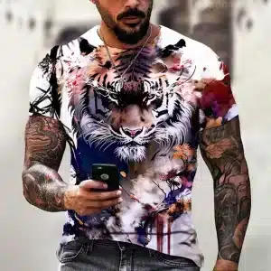 Artistic Brushstroke Majestic Tiger Full Print T-Shirt