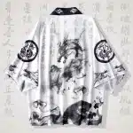 Artistic Ink Wash Dragon White and Black Kimono