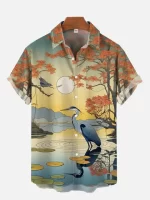 Autumn Heron Nature Art Hawaiian Shirt