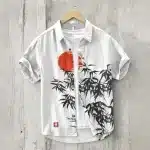 Bamboo and Sunset White Linen Shirt