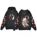 Black Koi and Japanese Mythical Beast Hoodie