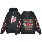 Black Oni Mask and Kanji Streetwear Hoodie