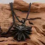 Black Steel Wolf Head Pendant Necklace with Chain