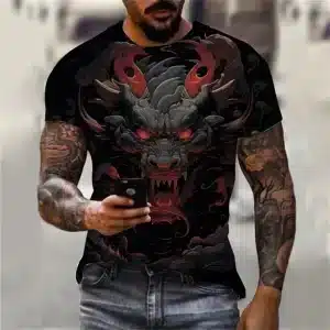 Black and Red Inferno Dragon Warrior T-Shirt