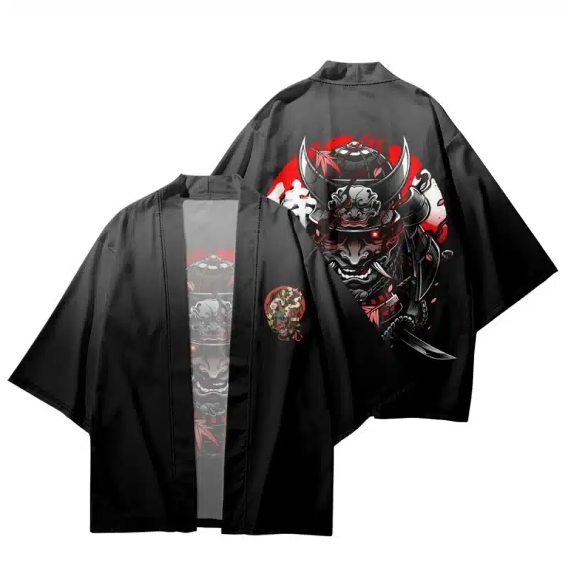 Black and Red Samurai Warrior Spirit Kimono