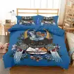 Blue Samurai Cat Artistic Warrior Design Bedding Set