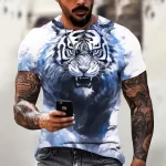 Bold Ice-Blue Mystic Tiger Warrior T-Shirt