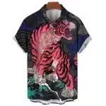 Bold Pink and Black Tiger Hawaiian Shirt