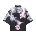 Celestial Orbs Ethereal Dragon Black Kimono Shirt