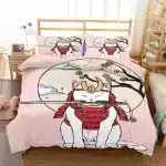 Cherry Blossom Cute Samurai Cat Bedding Set