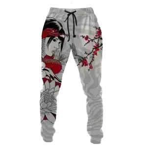 Cherry Blossom Female Samurai Warrior Joggers