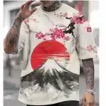 Cherry Blossom Mount Fuji Japan Flag T-Shirt