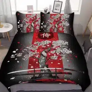 Cherry Blossom Sakura Samurai Bedding Set