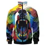 Colorful Art Roaring Bear Full-Zip Bomber Jacket